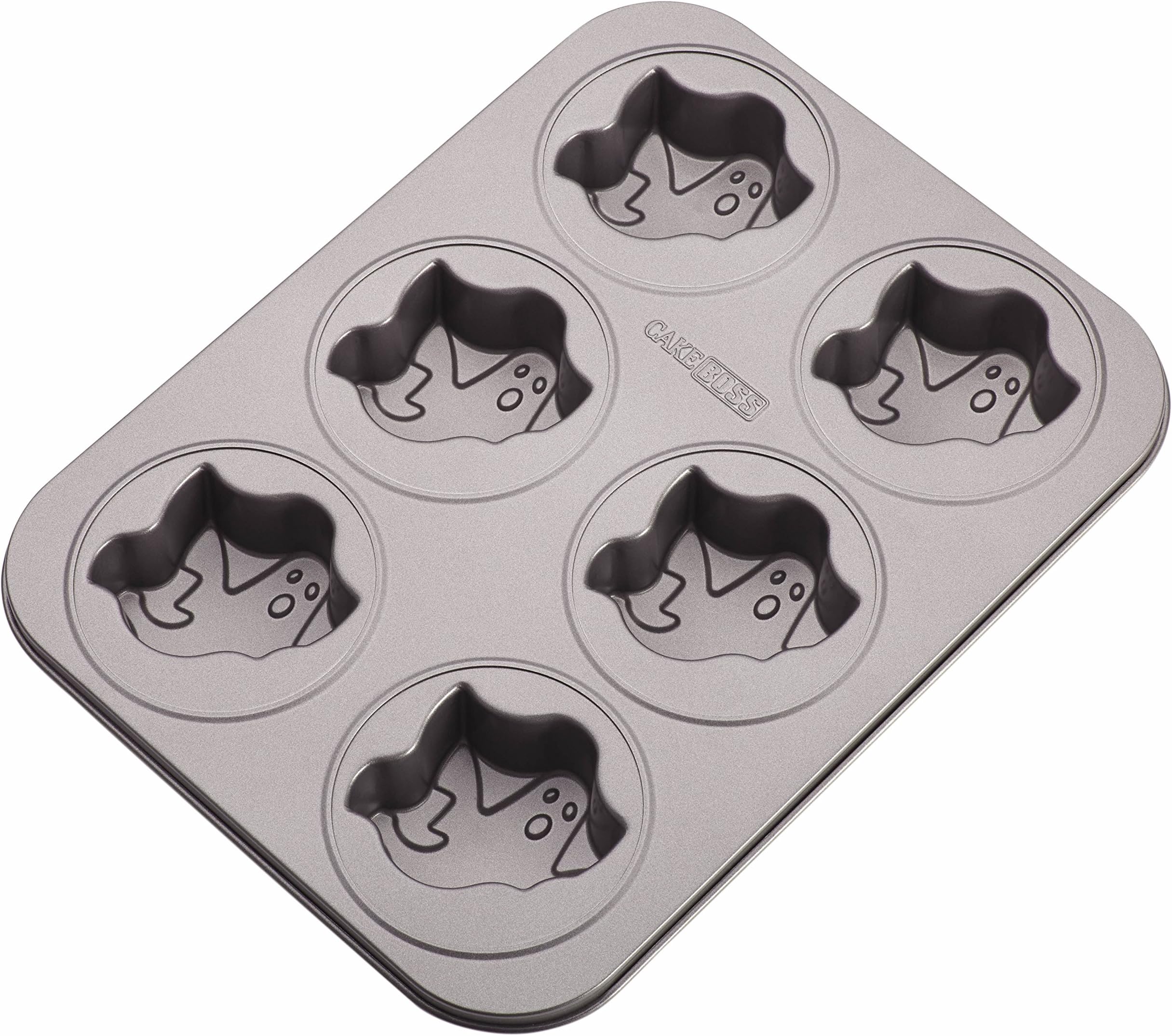 Cake BossNovelty Bakeware Nonstick 6-Cup Ghost Cakelette Pan, Gray
