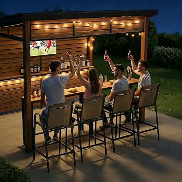 Crestlive 28.7 Outdoor Bar Stools Set of 2, 500 lb Mesh Patio Bar Chairs