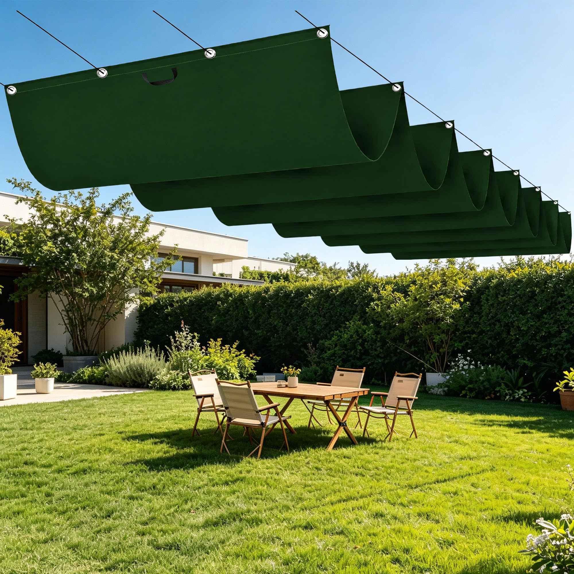 Voile ombrage rectangulaire 350x220 cm vert foncé pour aménager les petits balcons
