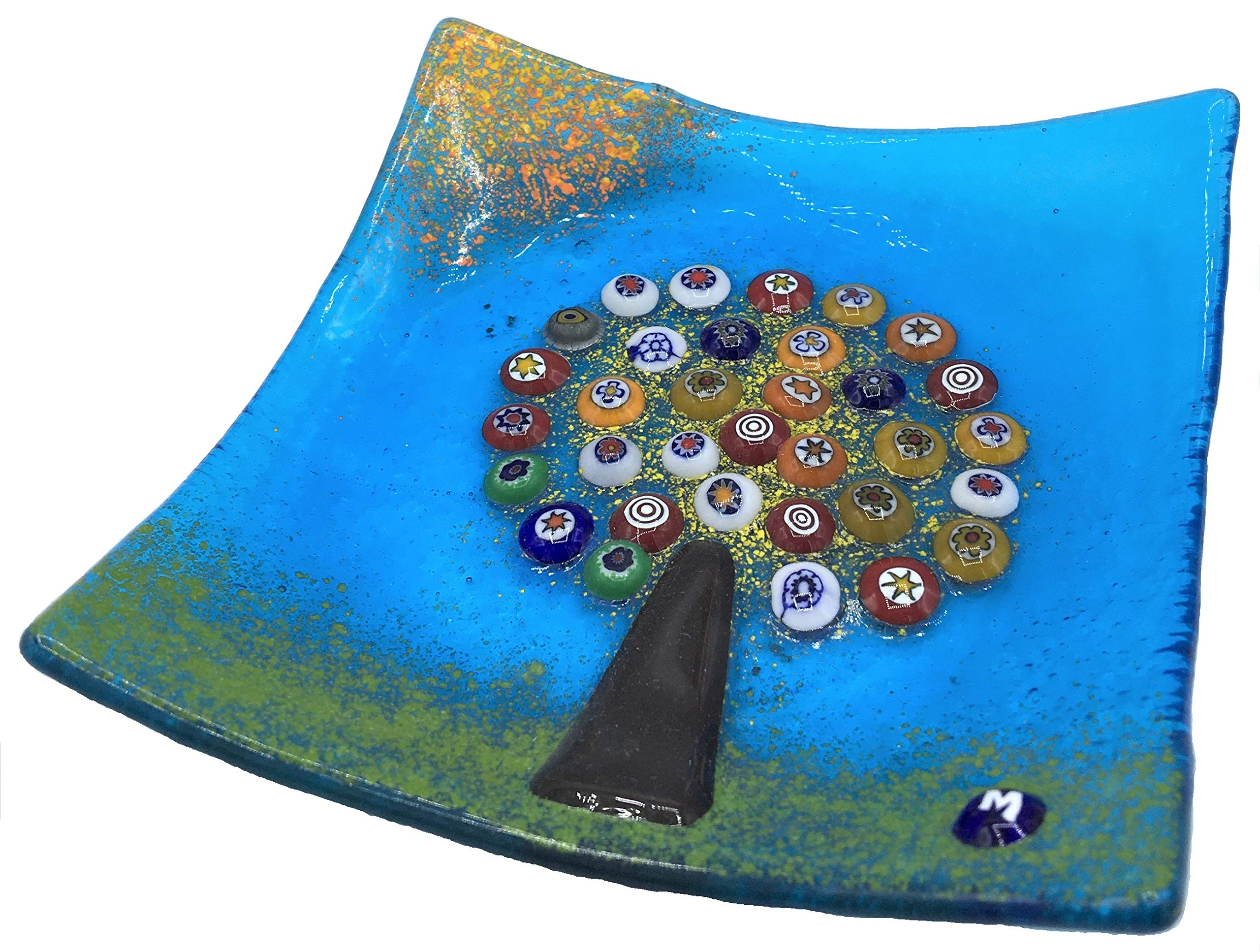 Plato árbol de la vida Murrina de Italia aguamarina el regalo perfecto