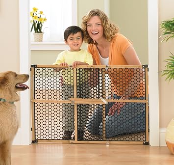 Safety 1st Bamboo Baby Gate for Doorways, No Drill Easy Install, Dog Gates, Fits 28-42, 24 High, Bamboo and Black