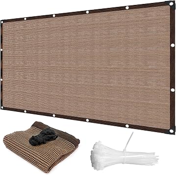 Sun Shade Cloth for Outdoor Patio, 5 x 5 FT Pergola Shade Cover with Grommets, 90% Shade Fabric Fence Privacy Screen Balcony, Mesh Tarp Sun Screens for Patio, Outdoor, Garden, Backyard Mocha