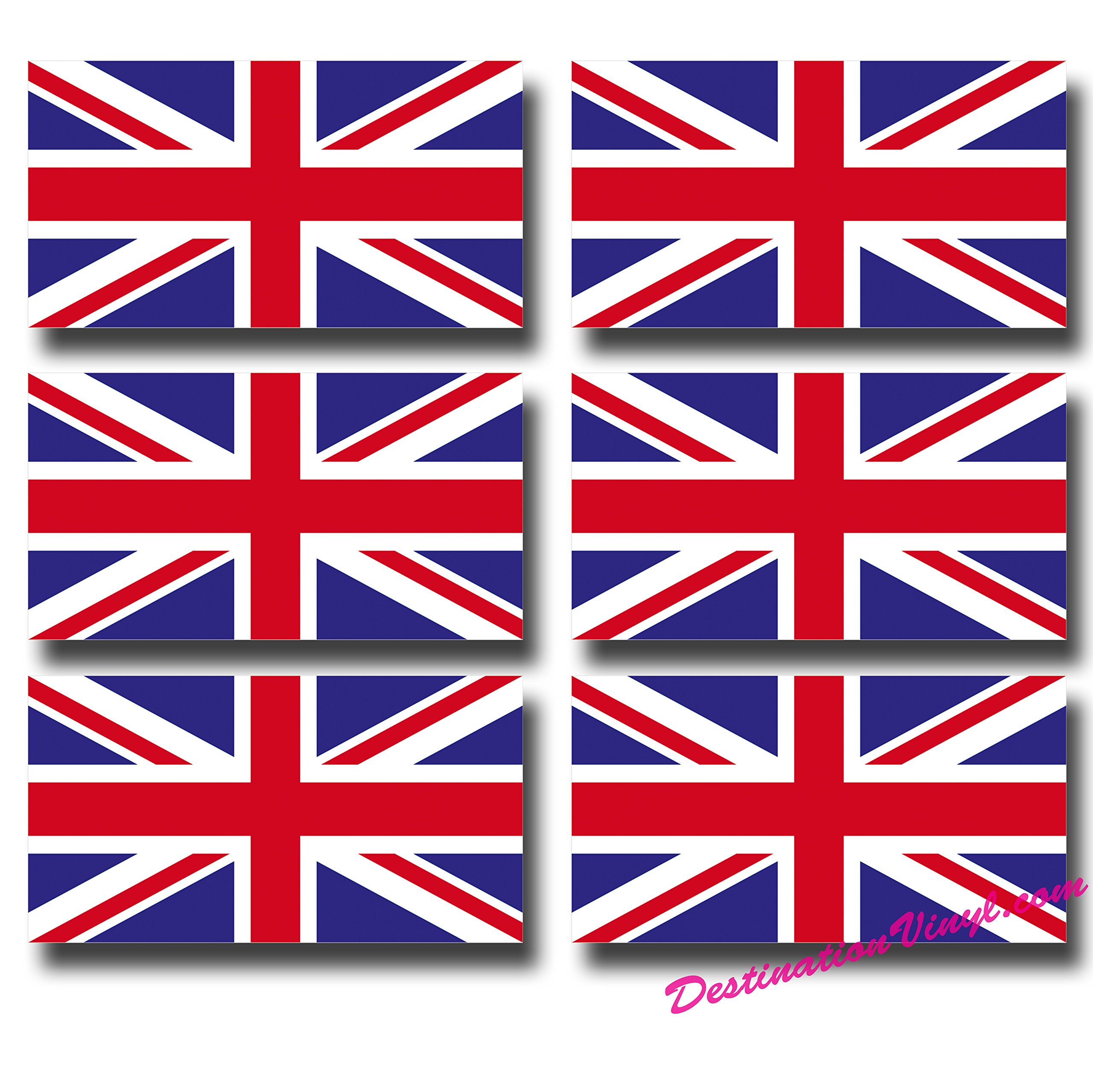 Destinationvinyl Red, White, Blue 6 X Glossy Vinyl Stickers - Union Jack Small 5Cm Bike Logo #0064 (As Shown.)
