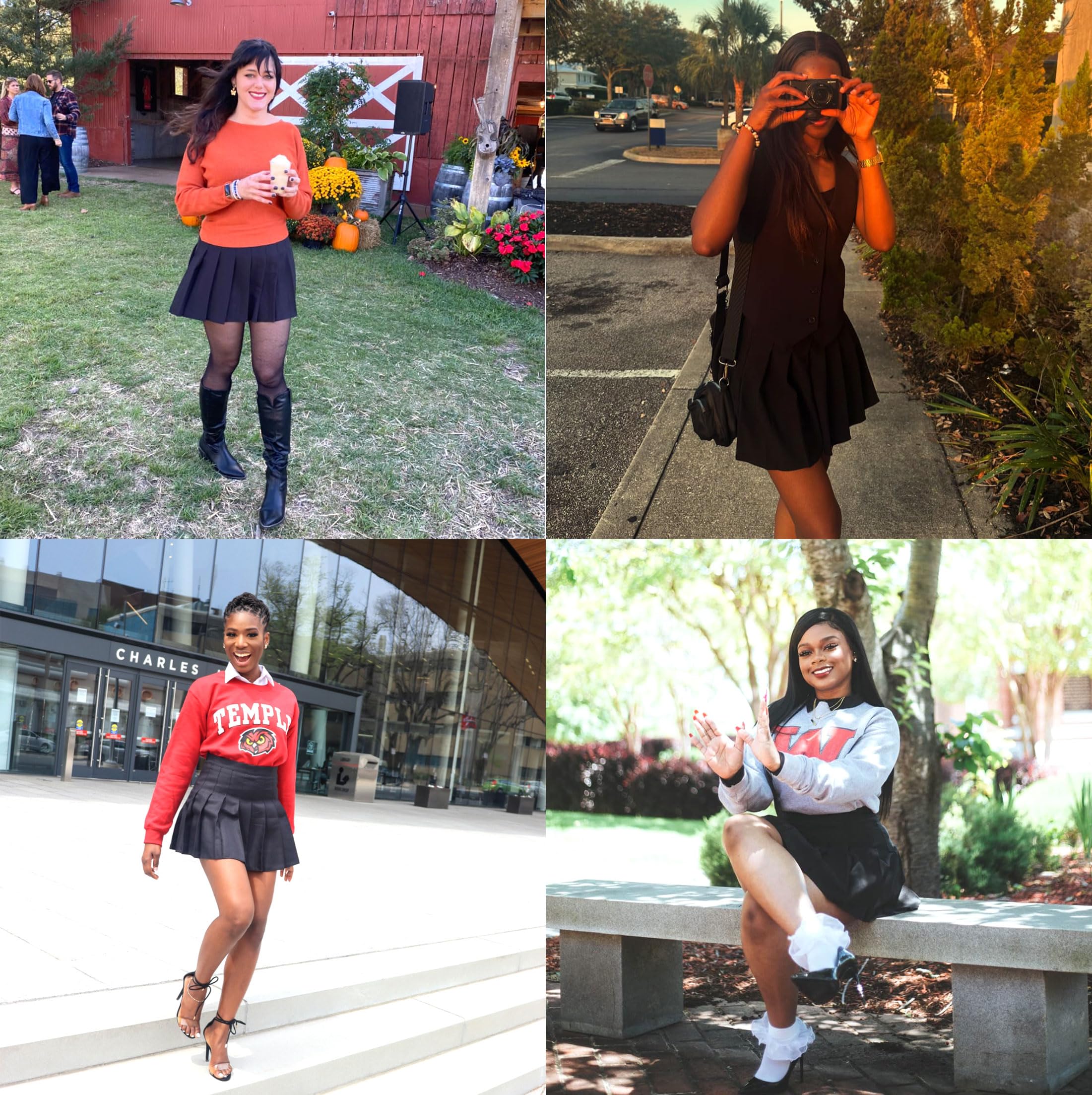 Dressever Women's Pleated Skirts Mini Skater Basic Skirt High Waist Tennis Skirt School Uniform Cheerleader Skirts