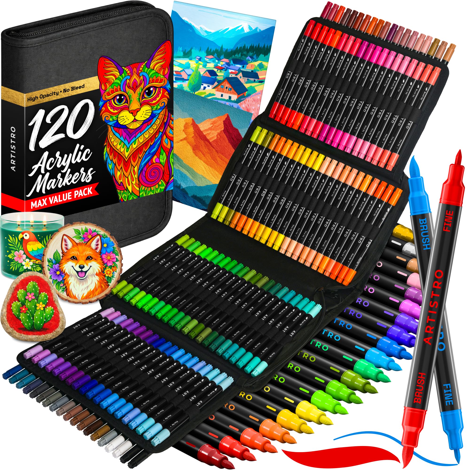 Amazon.com: ARTISTRO Acrylic Paint Pens With Storage Bag for
