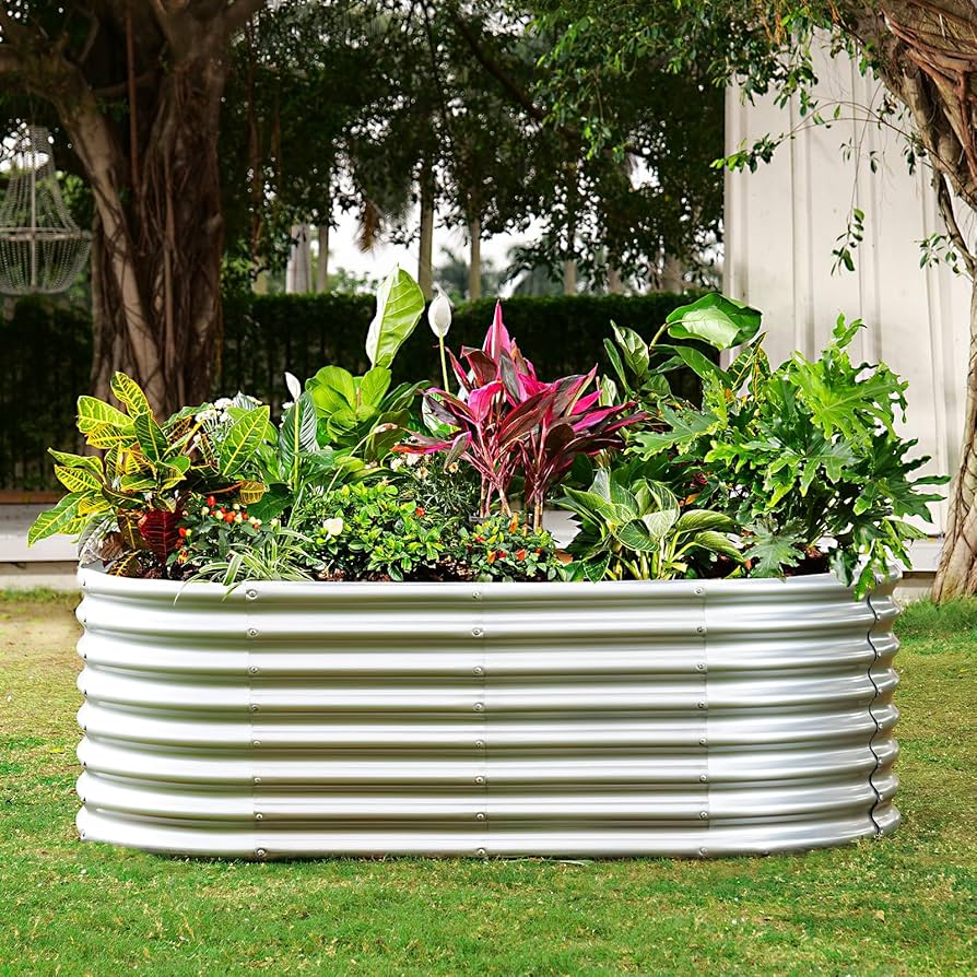 2pcs 8x4x1FT Galvanized Raised Garden Beds Outdoor For Vegetables Galvanized Planter Boxes Metal Raised Beds For Gardening