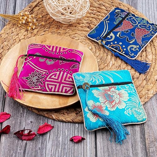 Miniatura 2 de handrong 20 bolsas de seda con borlas, brocado, monedas, saco, cremallera, bolsa de regalo, bolsas pequeñas chinas bordadas para mujeres, niñas,