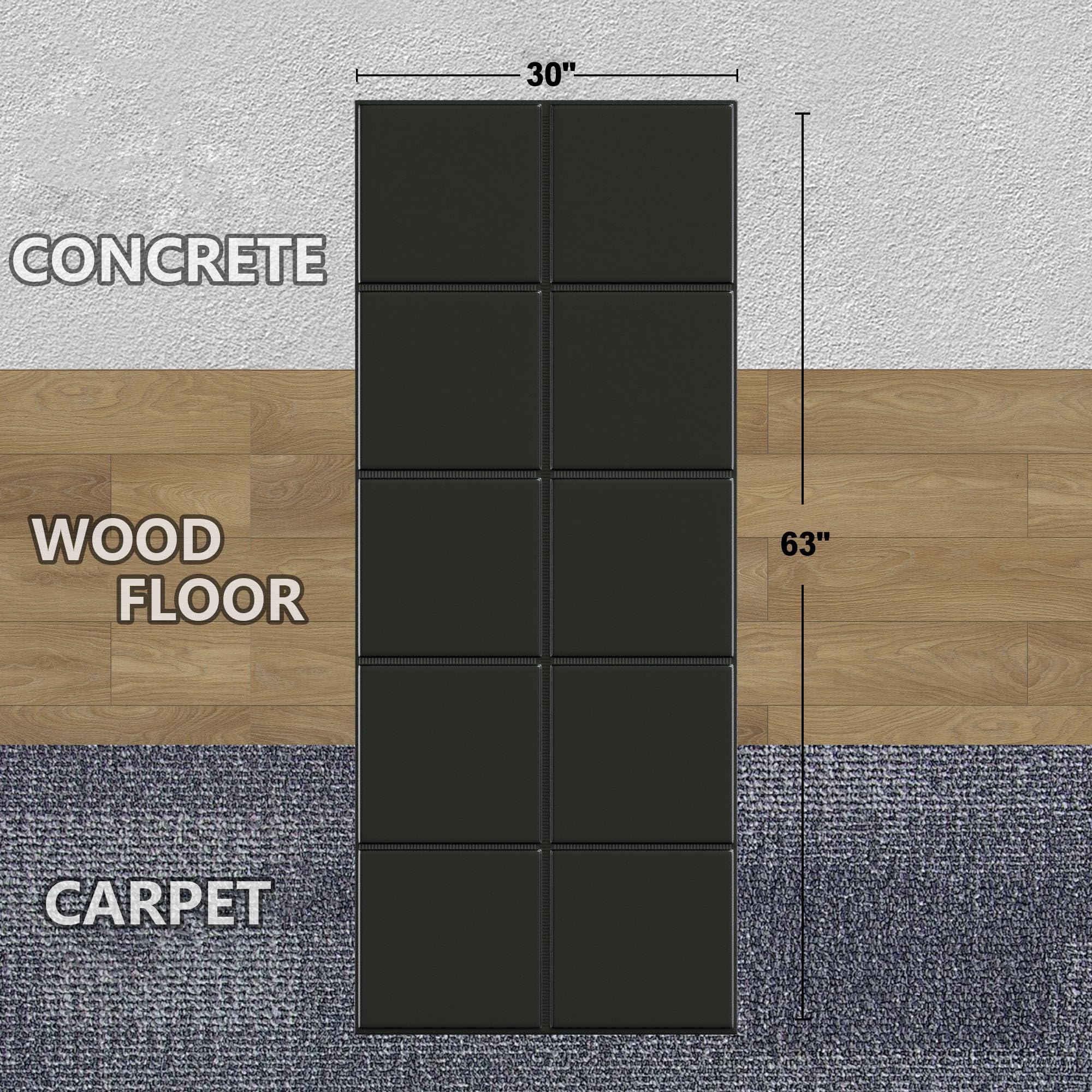 Foldable Treadmill Walking Pad Mat for Carpet Floors,63" x 30" 6mm Thick Treadmill Mat for Hardwood Floor Protector, Indoor Exercise Stationary Bike,Elipitial, Gym Equipment, Noise Shock Absorption