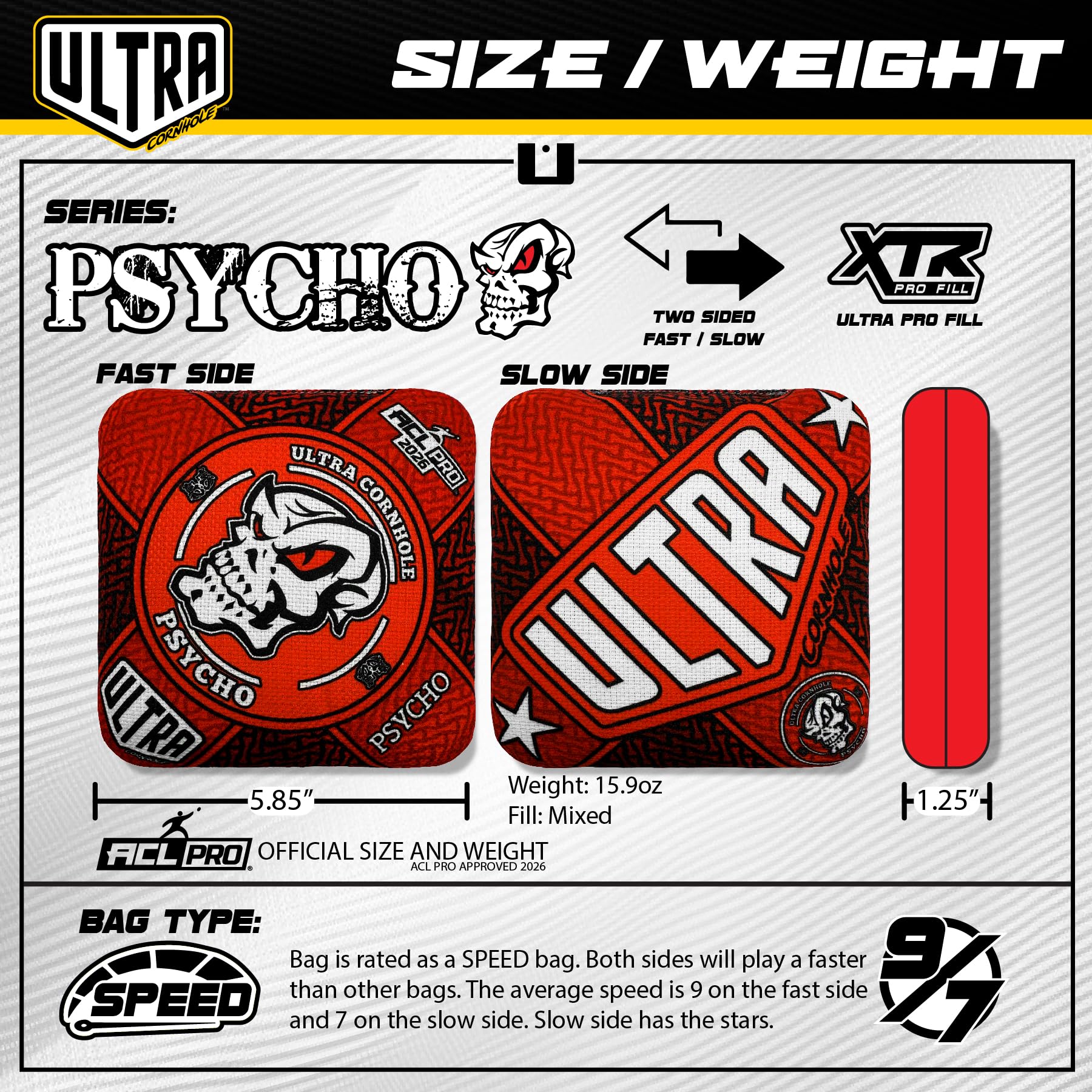 Amazon.com : Ultra Cornhole Bags Psycho Cornhole Bag Set - ACL