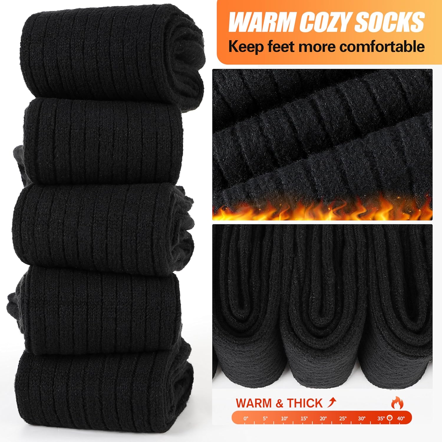 Womens Slouchy Boot Socks Winter Warm Cozy Slouch Scrunch Fuzzy Fluffy Crew Socks 5 Pairs - Image 2