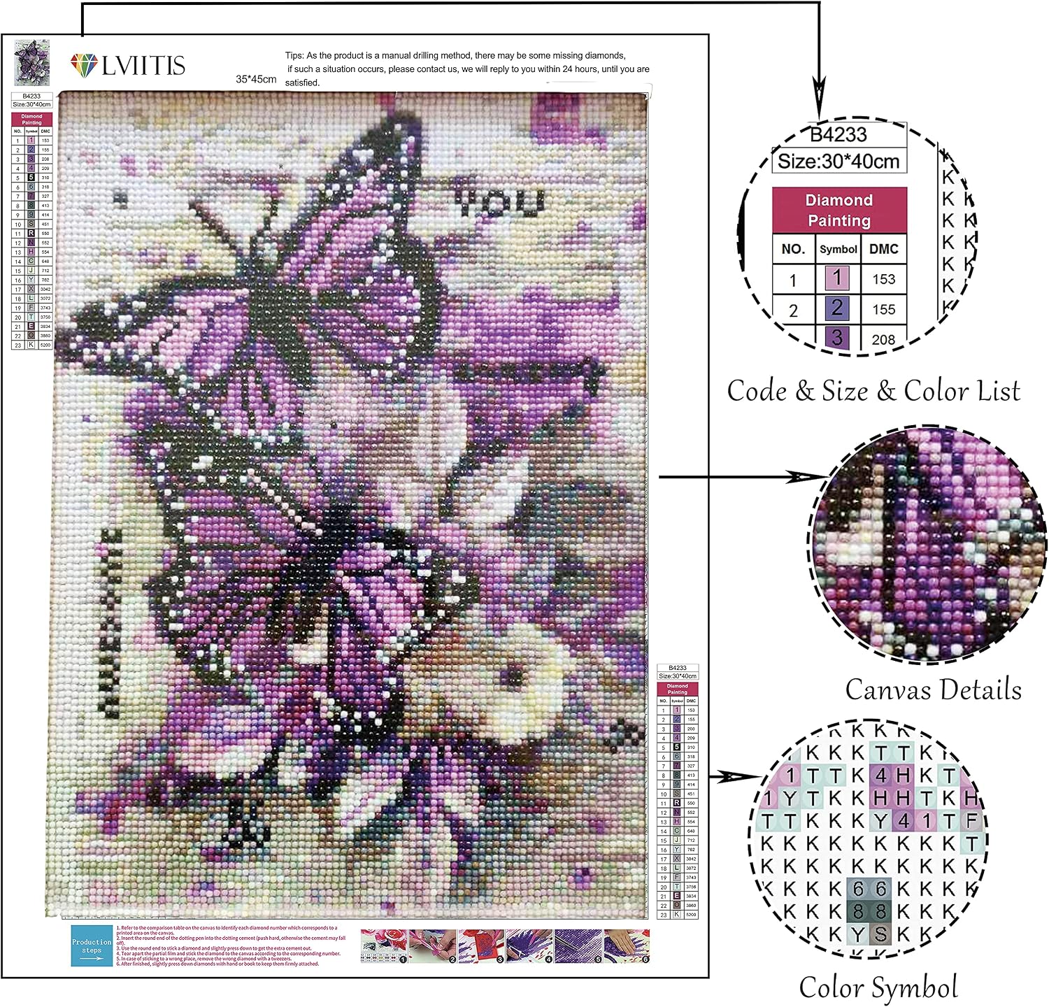 LVIITIS 5D Diamond Painting Butterfly Kits for Adults Full Drill,Diamond Arts Dots Kits for Adults Christmas Paint with Diamonds Gem,Pictures Arts Craft for Home Wall Decor(12x14inch)