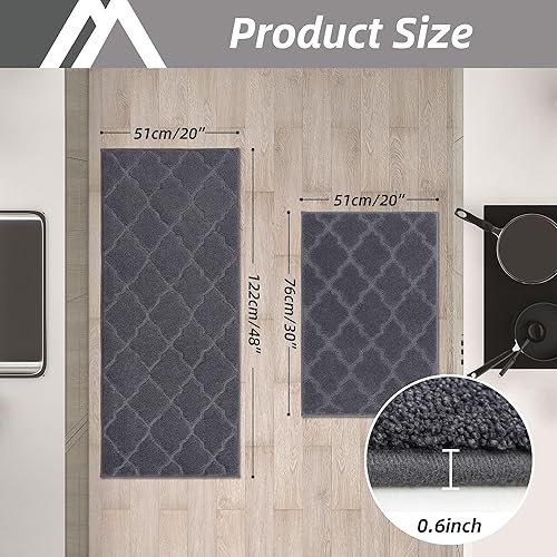Miniatura 56 de COSY HOMEER Tapetes suaves de cocina para el frente del fregadero, alfombras súper absorbentes y tapete antideslizante de 20 x 59 pulgadas, lavable