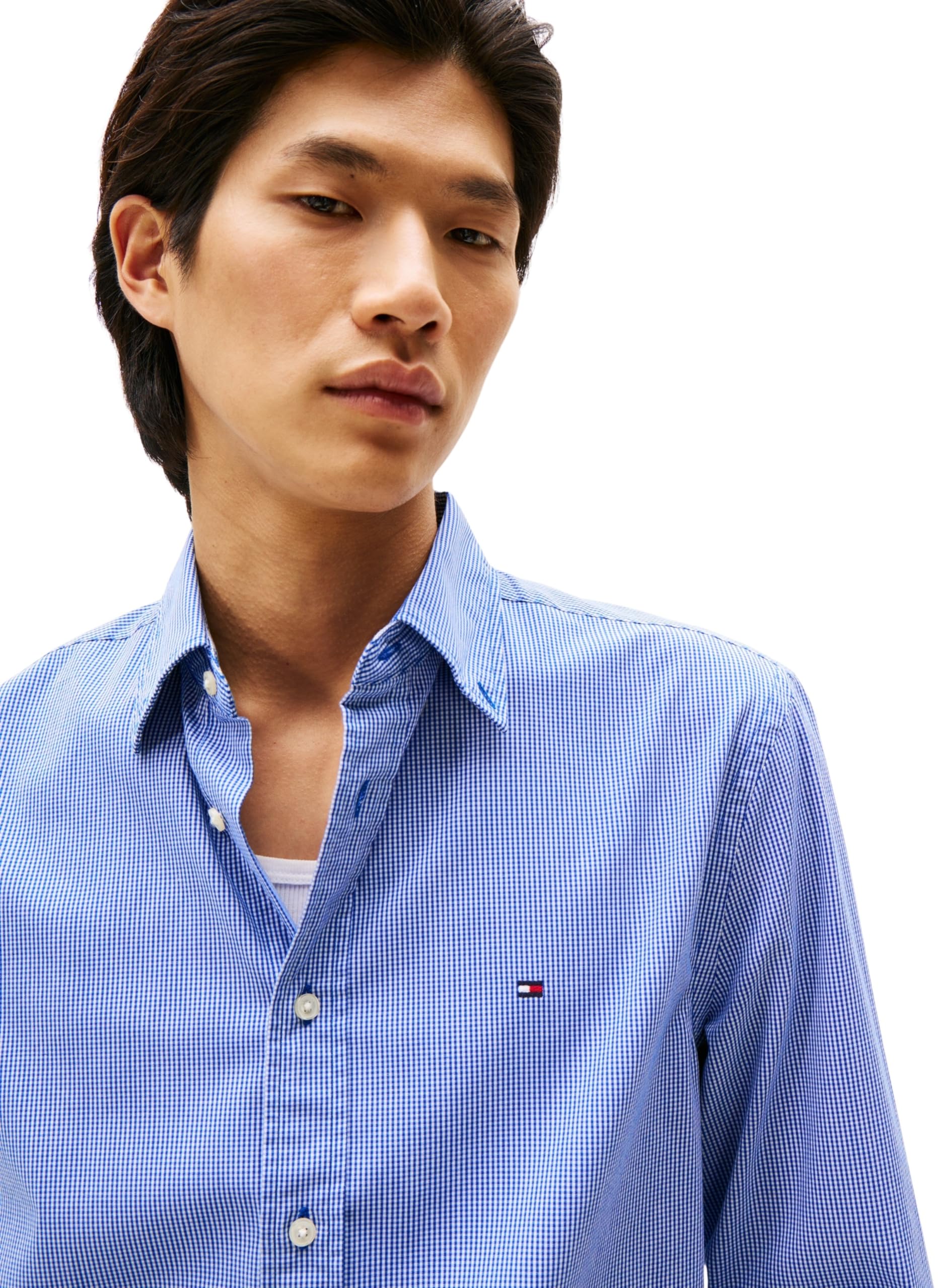 Tommy Hilfiger Herren Flex Poplin Micro Gingham Shirt Mw0mw40457 L/S Shirt (1er Pack)