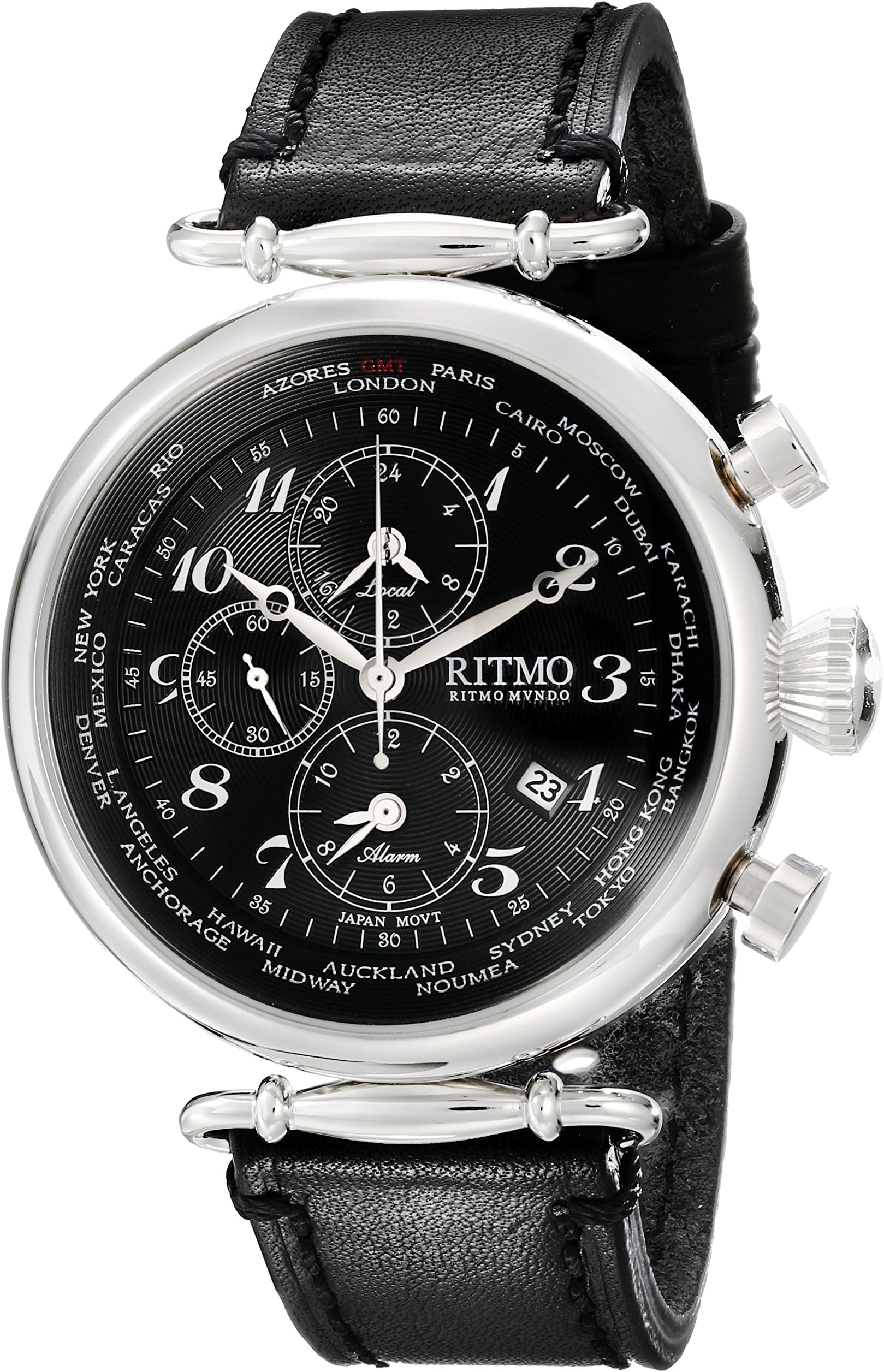 Ritmo Mundo Unisex 704/1 SS Black World Time Analog Display Quartz Black Watch