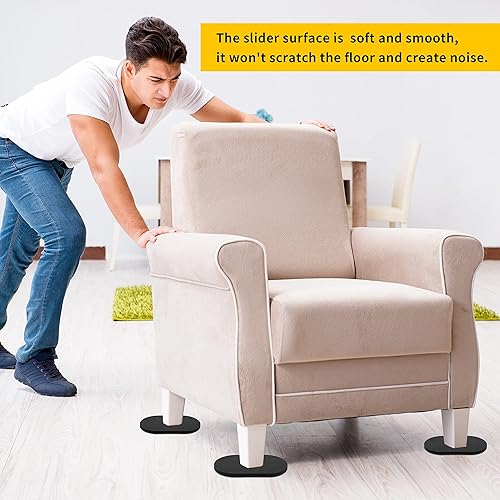 Miniatura 6 de new space Deslizadores de muebles, paquete de 8 deslizadores de muebles reutilizables de 3 12 x 6 pulgadas para suelos de madera dura, almohadillas