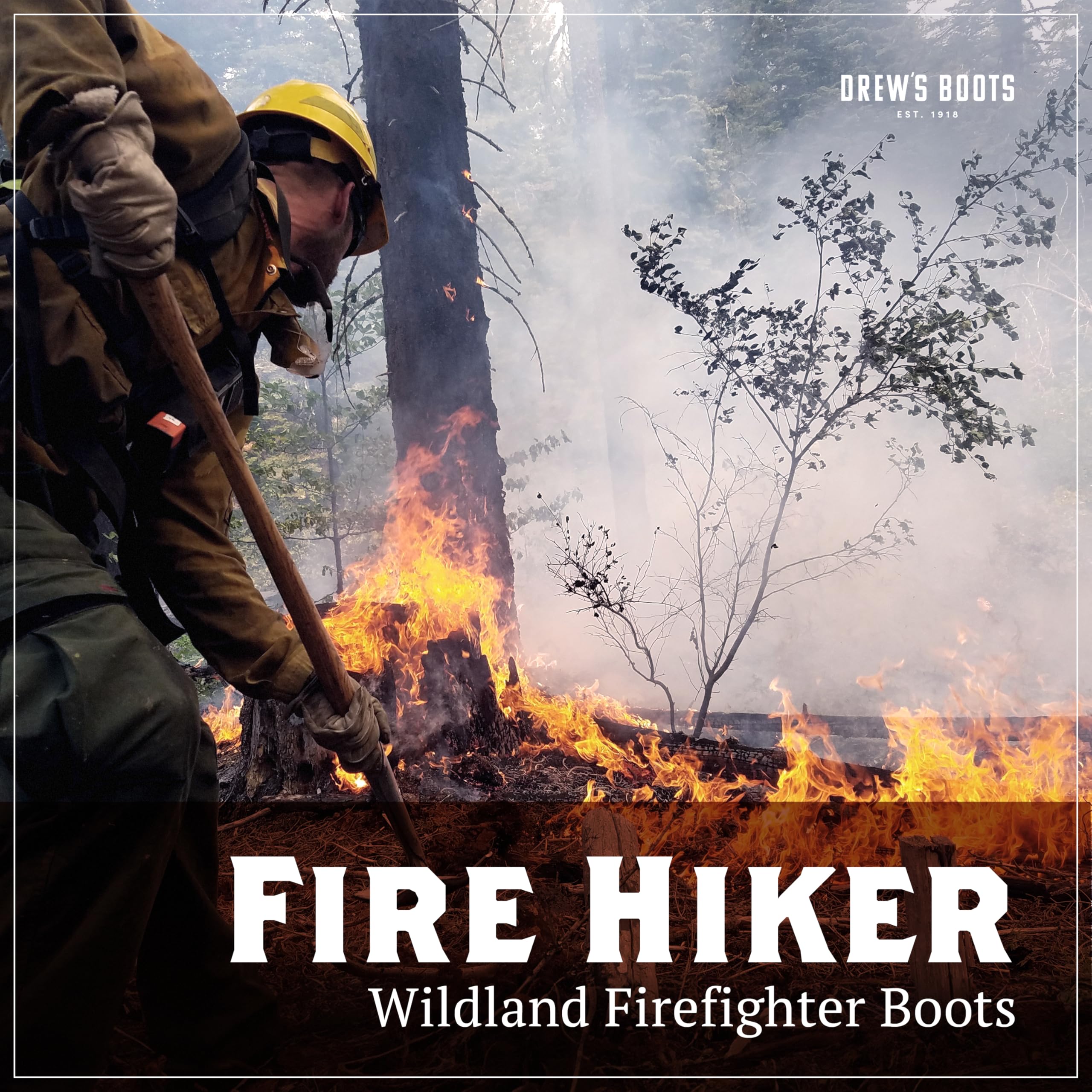 Drew's Boots Fire Hiker Wildland Firefighter Boots – Rugged, Full Leather Firefighting Boots for Comfort, Support, and Safety – Heat Resistant Work Shoes for Men, Brown Rough Out, 9.5 D