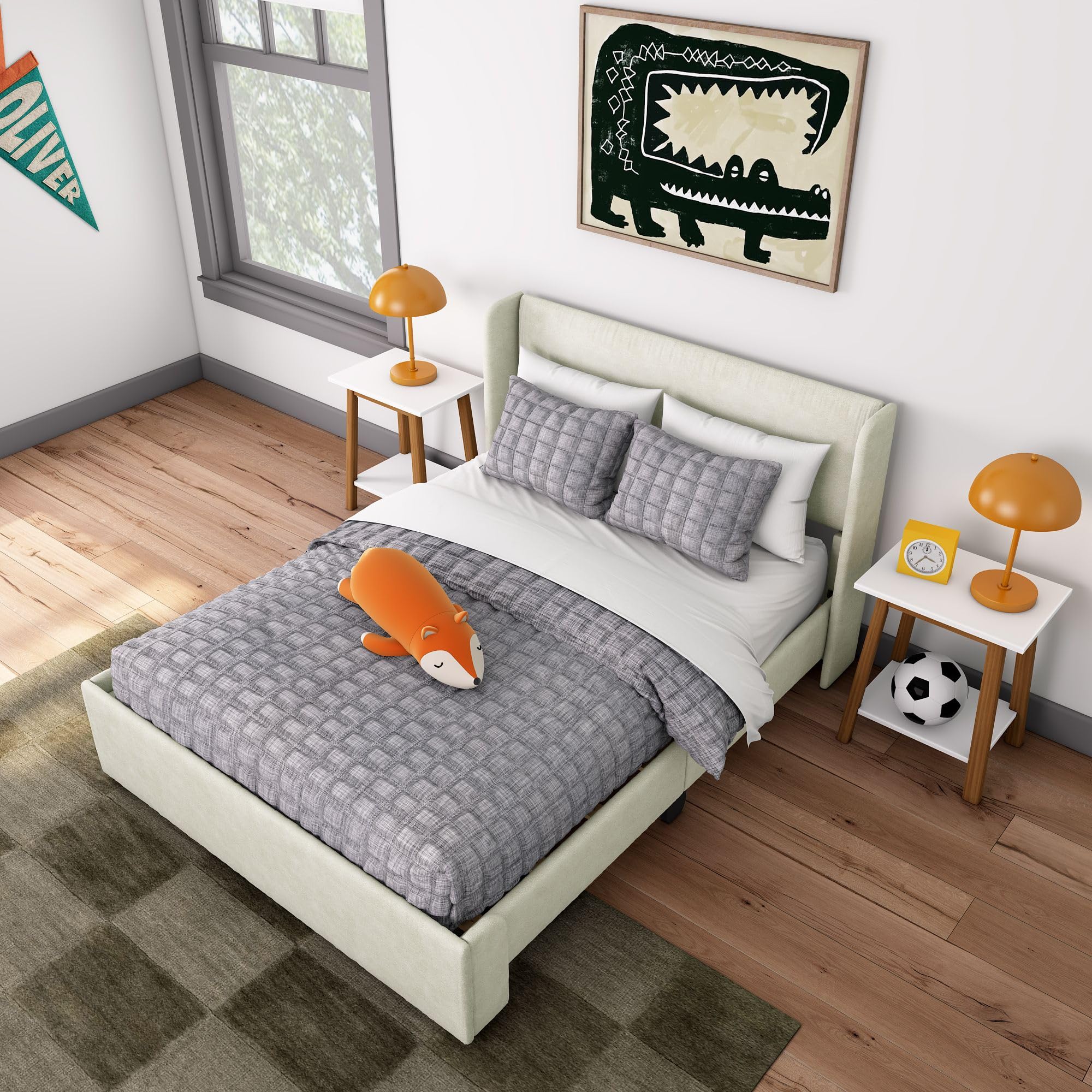 Amazon.com: Max & Lily Upholstered Full Bed Frame with Rectangular