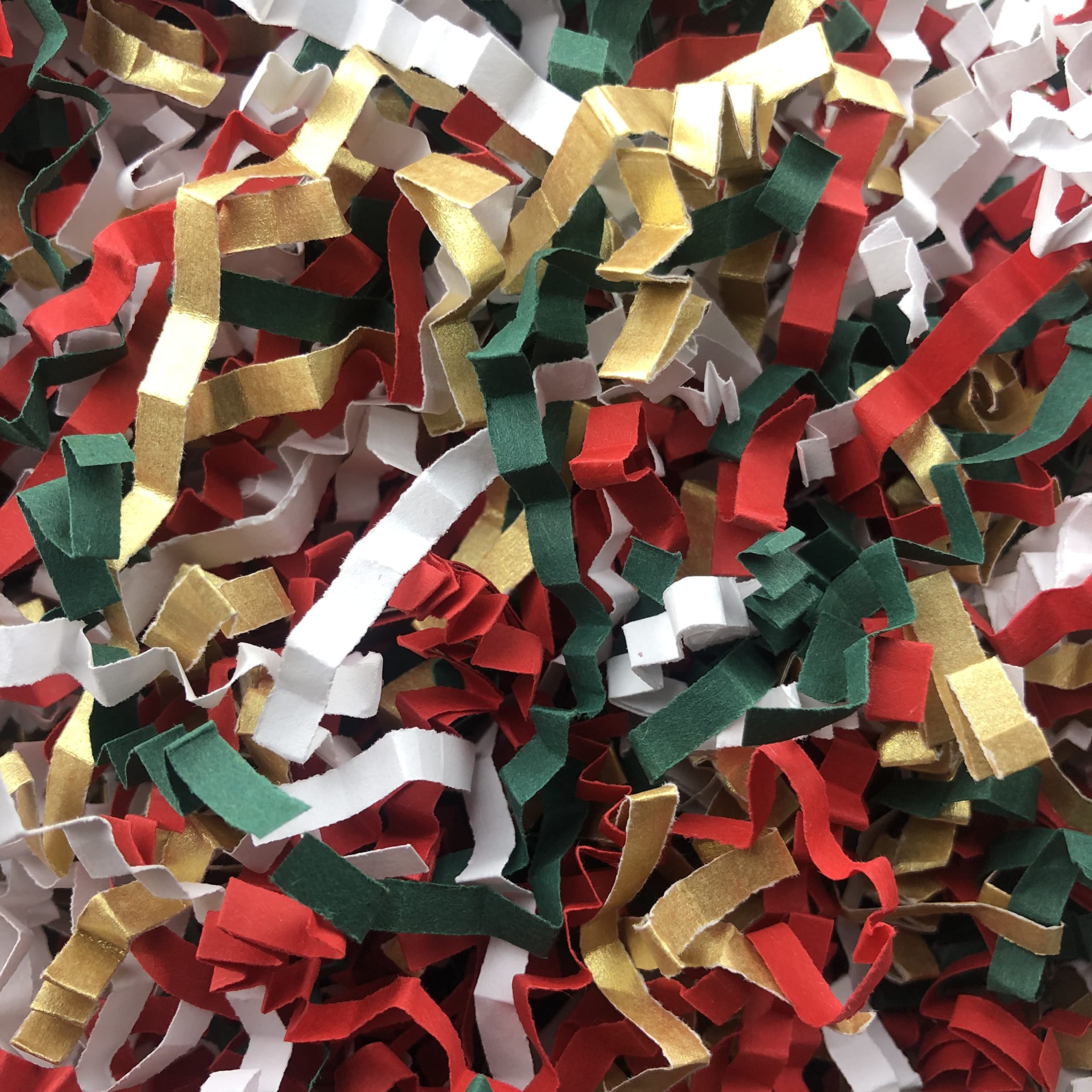 ShredAstic® Red White Green Gold MIX ZigZag Crinkle Cut Paper Shredded Paper Gift Packaging Baskets Hampers (50 grams)