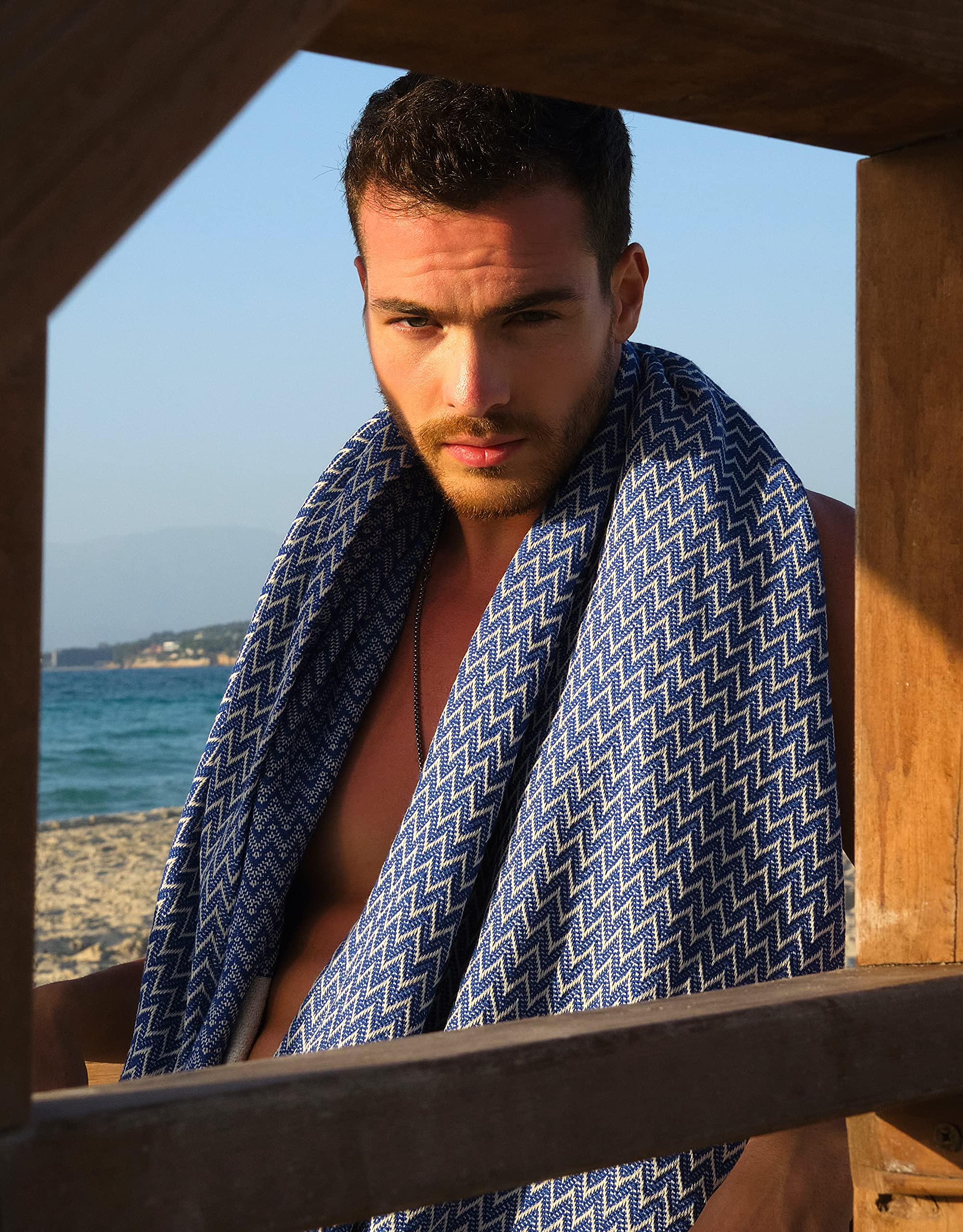 MEVLYS Saunatuch Hamamtuch 2er Pack Strandtuch Saunahandtuch Badetuch Baumwolle Extra Leicht Mint/Sax Blau
