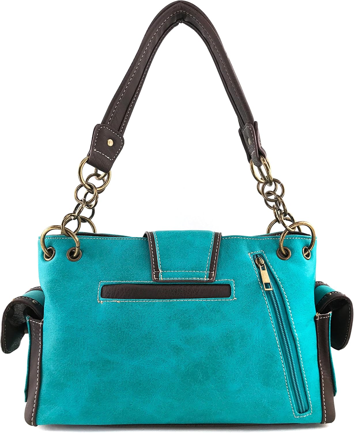 Justin West Patina Girl Western Bronze Floral Buckle Conceal Carry Handbag Purse Tote and Strap Wallet