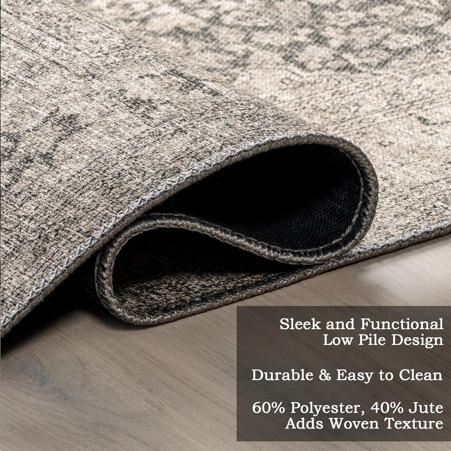 Nuloom Hillstone Collection Agnetha Grey/Taupe, 2'8" x 8', Vintage Medallion, Soft and Cozy, High Traffic, Stain Resistant, Easy Clean, Durable Area Rug for Bedroom, Living Room, Dining, Foyer
