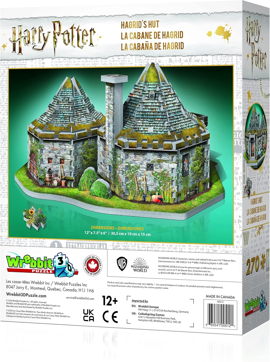 Wrebbit 3D Puzzle HOGHAG Hagrid’s Hut Harry Potter Puzzle, (270Piece