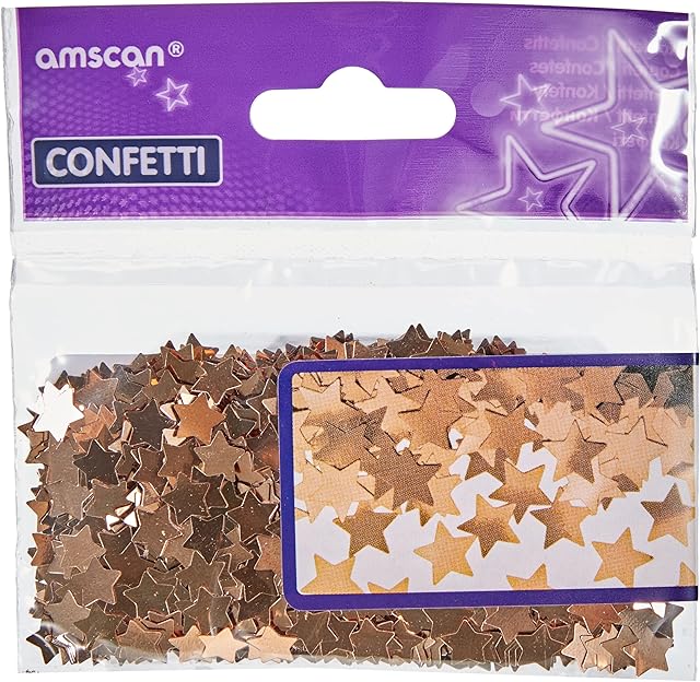 Amscan 11012188 9903473 Rose Gold Metallic Shiny Stars Confetti-14g-1 Pack