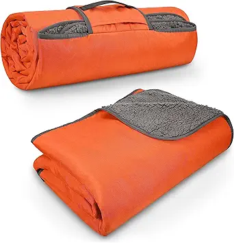 Tirrinia Waterproof Outdoor Blanket with Sherpa Lining, Windproof Triple Layers Warm Comfy Foldable for Camping Stadium, Beach, Picnic, Grass, Concerts, Car, Dog, 51''X 59'' & 59''X 80''