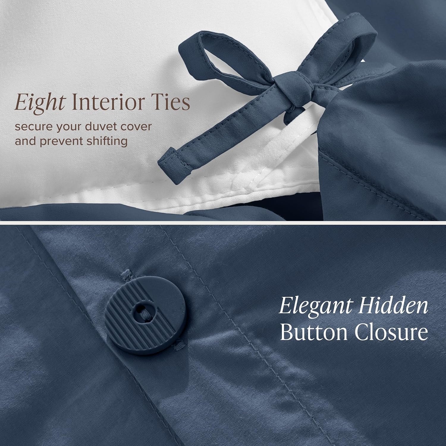 Bare Home 100% Organic Cotton Full/Queen Duvet Cover Set - Crisp Percale Weave - Lightweight & Breathable - Cooling Duvet Cover Set (Full/Queen, Bering Sea)