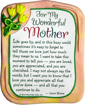 Blue Mountain Arts Mother Refrigerator MagnetA Message of Love and Appreciation for Your Mom for My Wonderful Mother Small