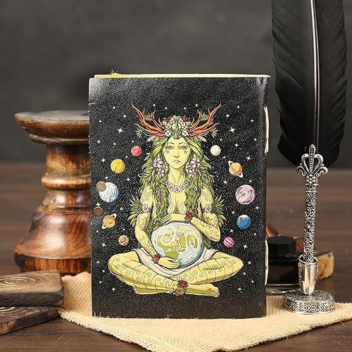 Miniatura 7 de Diario de cuero para mujeres y hombres sin forro con borde de cubierta de papel libro de sombras Hocus Pocus, cuaderno de escritura, diario, libro