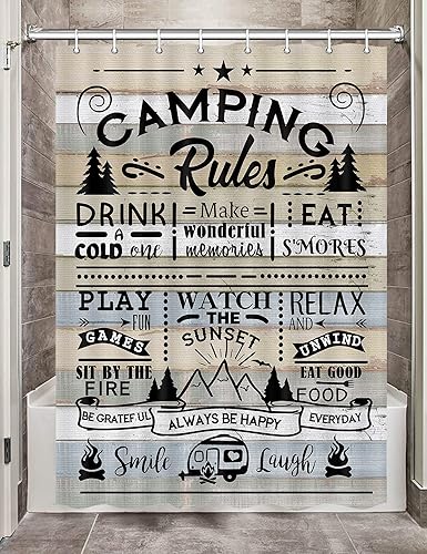 Miniatura 7 de Cortina de ducha para caravana para viajes, remolque, baño, reglas de campamento de granja, cita pequeña, estrecha y corta, juego de cortinas de
