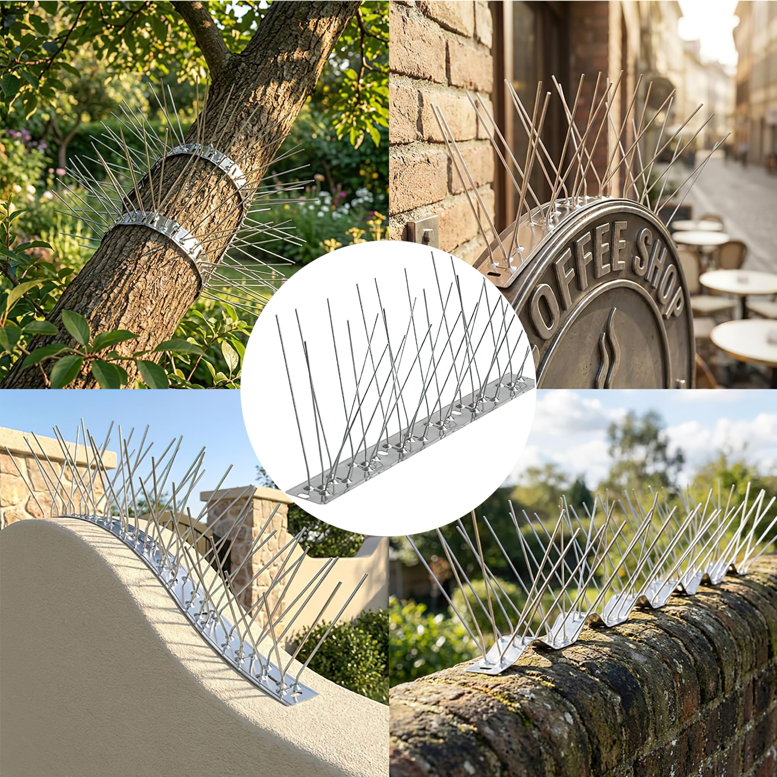 Pinchos Antipalomas 3m Premontados, Pinchos para Pájaros de Acero Inoxidable 304 para Pájaros Pequeños y Gaviotas, Ahuyentador de Metal Antióxido para Vallas, Tejado, Balcón y Pared, Plata