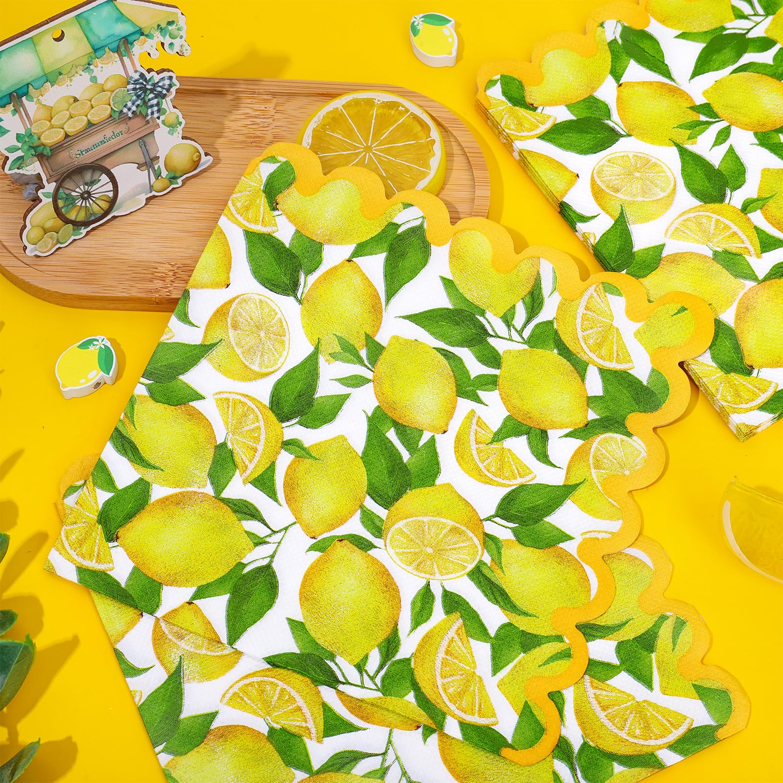 Whaline Zitronen-Papierservietten – 80 Stück Mit Sommerlichem Design Für Partys & Tischdeko