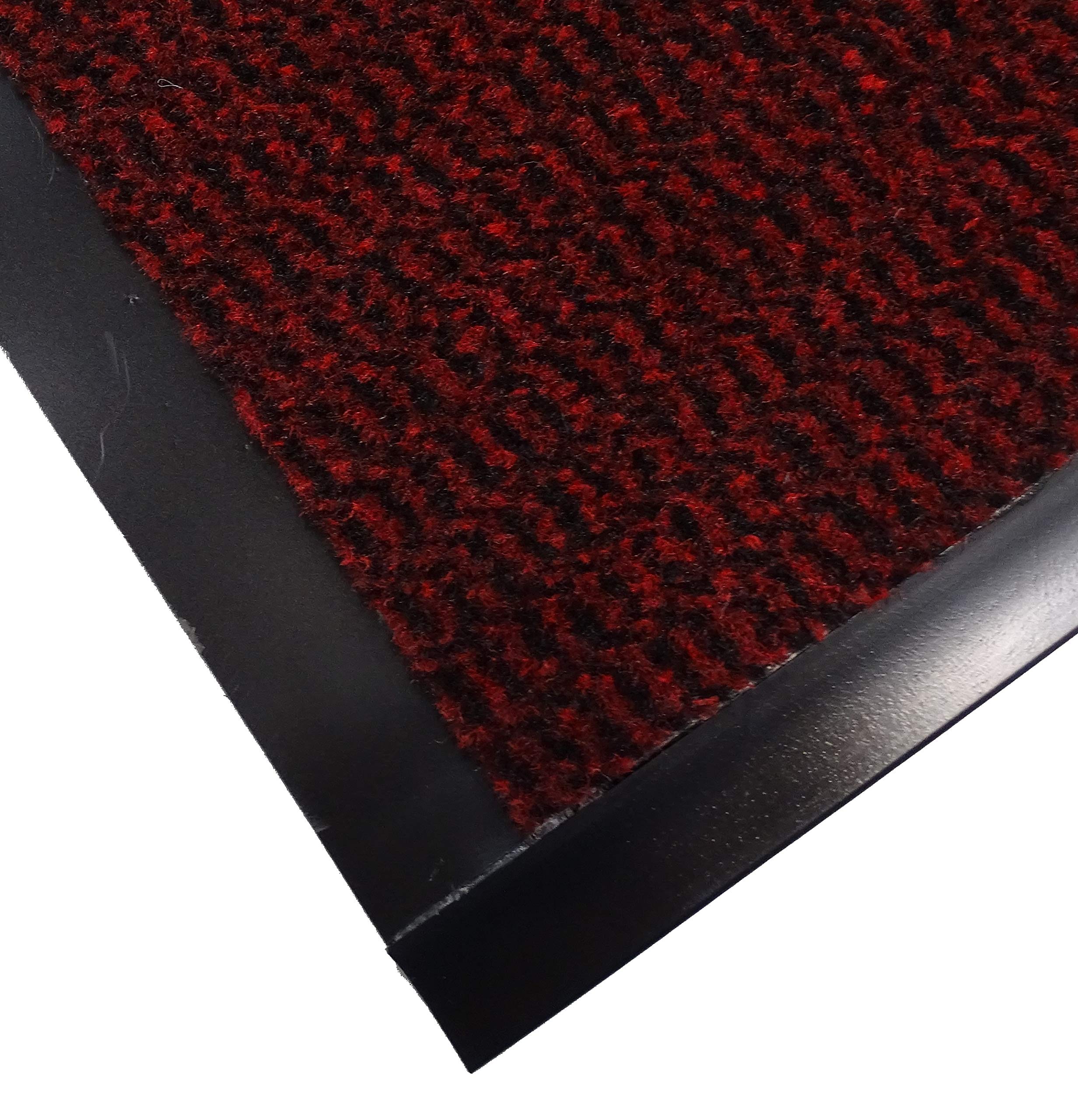 Schmutzfangläufer Meterware 90 cm rot-schwarz meliert- Schnittkanten mit Randprofile (90 x 120 cm, rot)