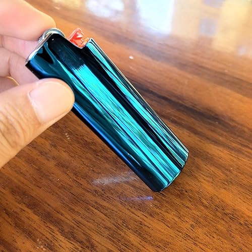 Miniatura 32 de Funda para Encendedor de Metal con Superficie Espejo Color Azul para Encendedor BIC Tamaño Completo Tipo J6 Azul,Dorado,Púrpura,Arco