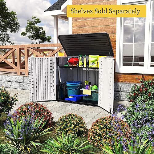 Miniatura 5 de HOMSPARK Cobertizo de almacenamiento resistente a la intemperie, gabinete de almacenamiento multiusos para exteriores, impermeable, armario de
