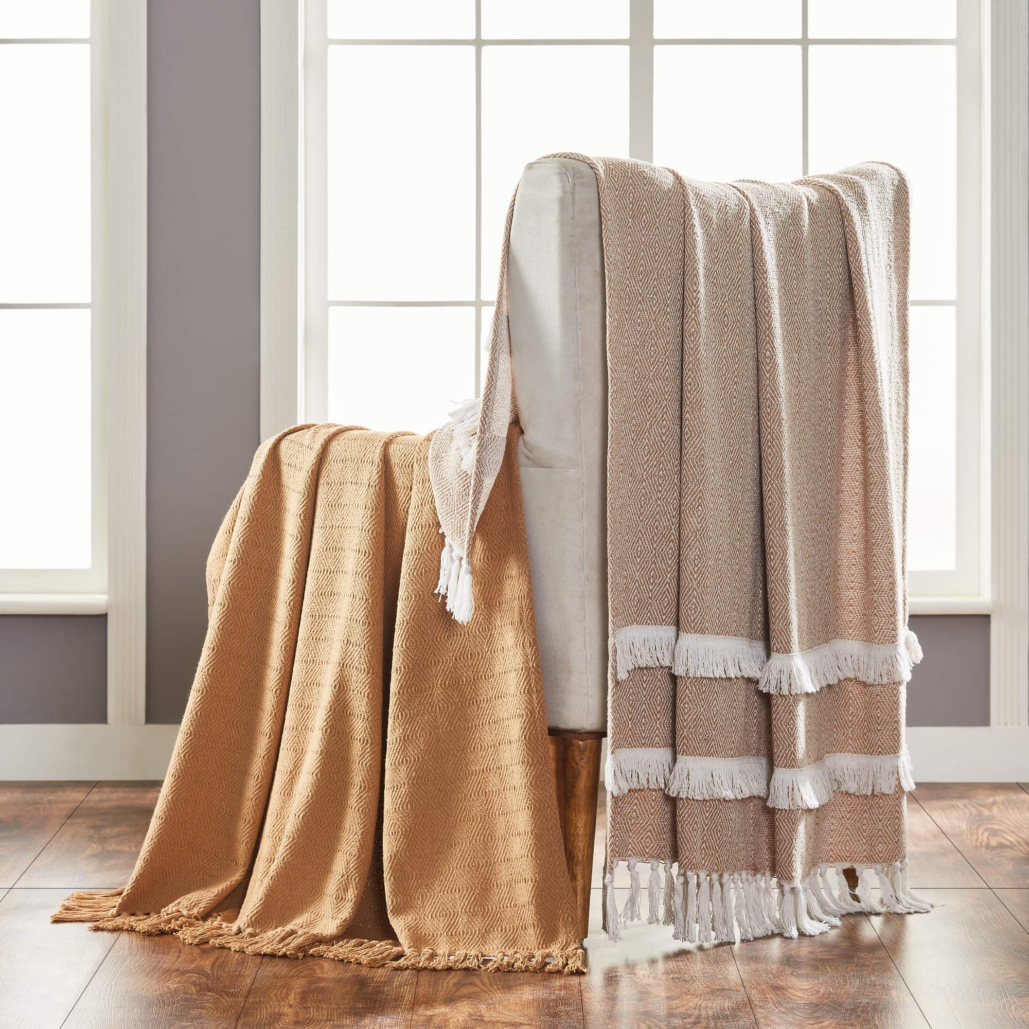 Amrapur Overseas2 Pack 100% Cotton 50x60 Throw Dion Cinnamon