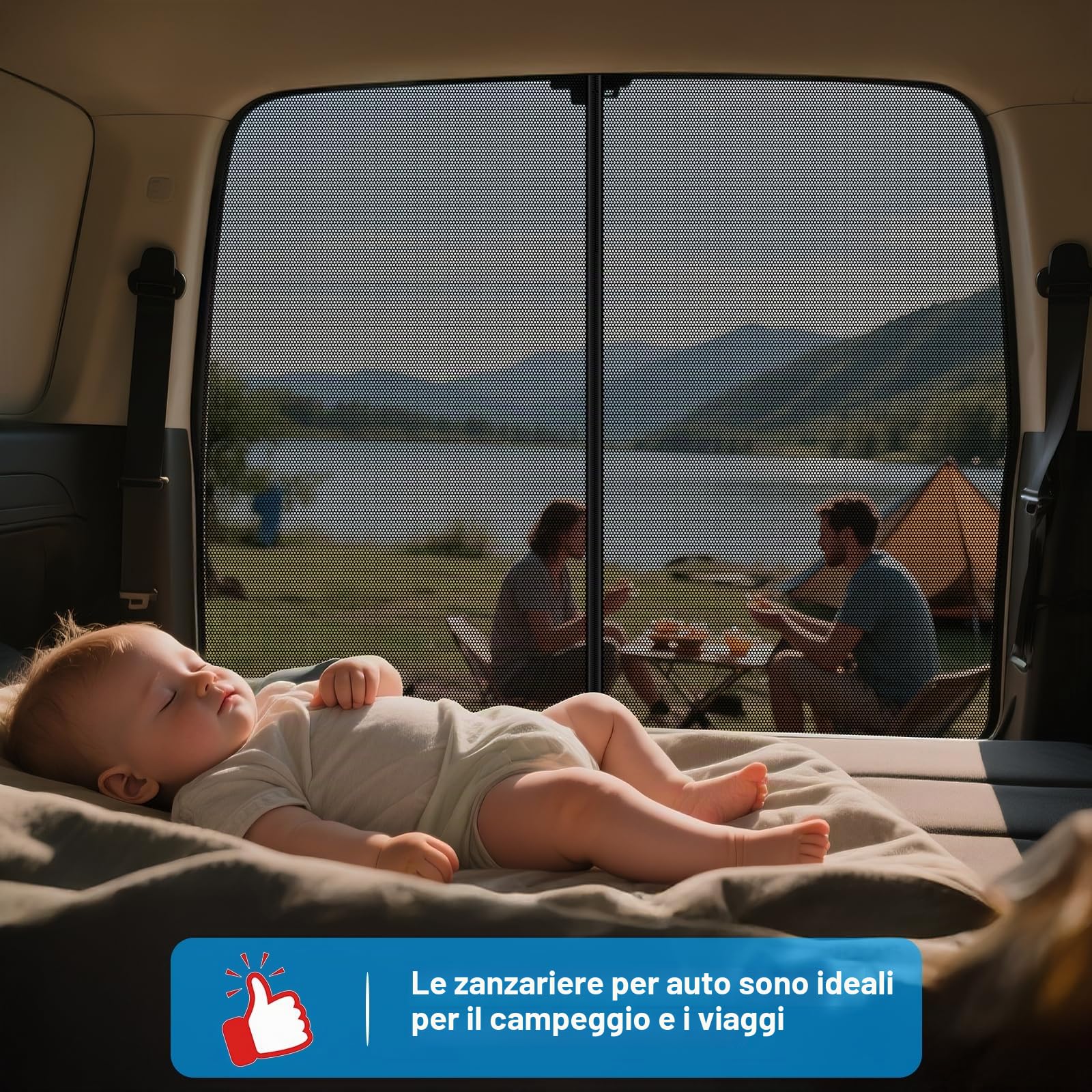 ZATOOTO Portellone Posteriore Per Auto Zanzariera Per VW T5 T6, Zanzariera Magnetica con chiusura lampo Protezione Insetti Solare,Rete Ombreggiante Porta Laterale Campeggio