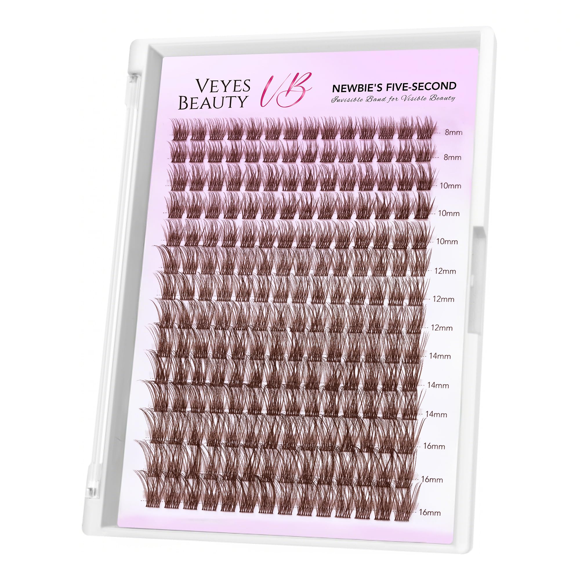 VEYESBEAUTY Braune Wimpern Extensions Lash Extension Cluster Lashes Fake Lashes Braun Wimpern Mischlänge Brown Lashes(Dreamy, 8-16mm)