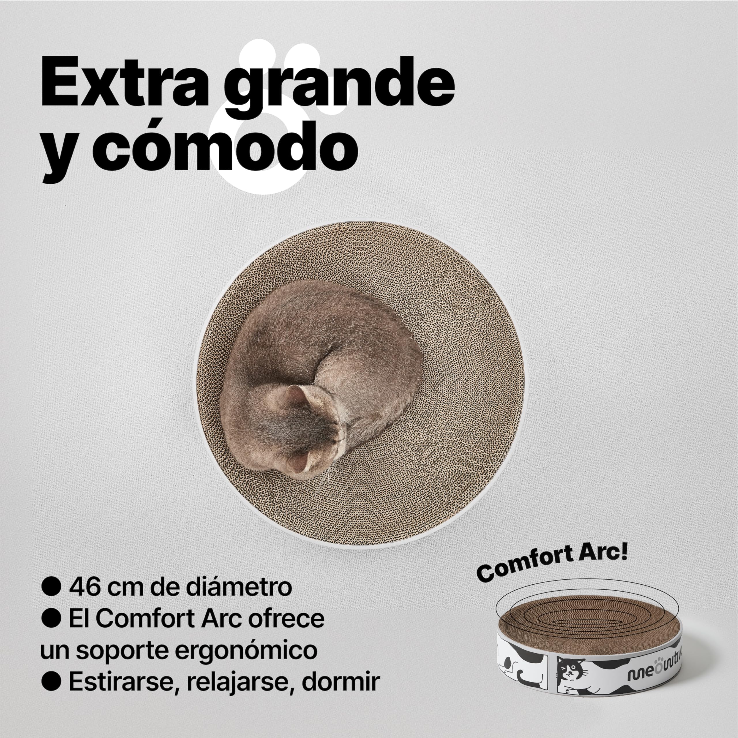 Cama rascadora para Gatos, rascador de cartón Reciclado, Redonda XL 46 cm