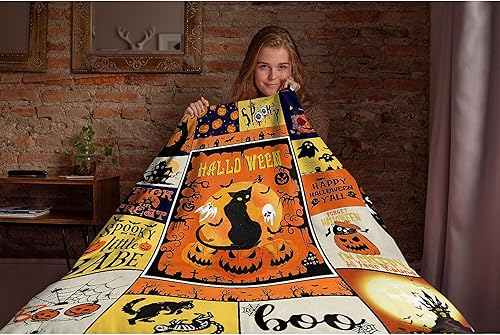 Miniatura 5 de Manta de Halloween de regalo para niñas y niños, manta de regalo para bebé, manta de franela ligera súper acogedora y ligera de calabaza para cama,