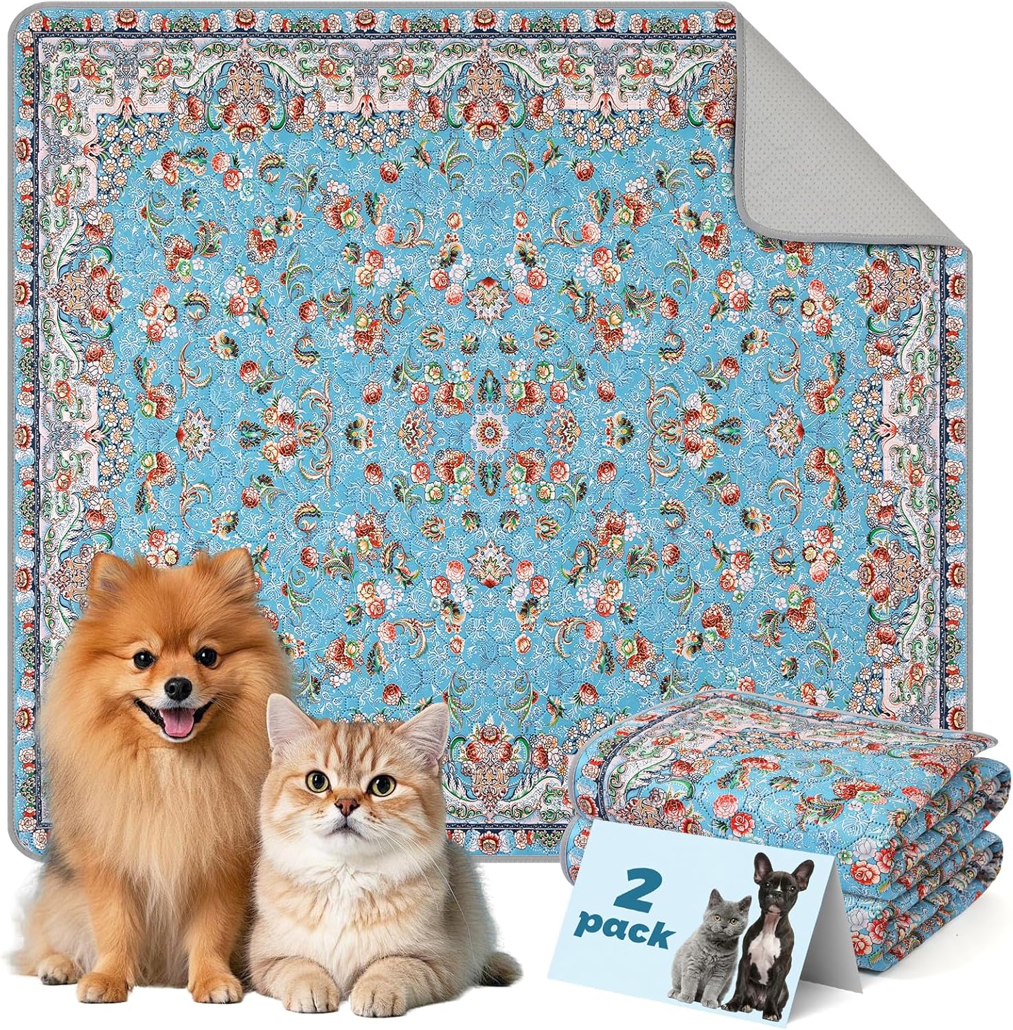 Washable Pee Pads for Dogs and Cats, Non-Slip and Leak-Proof Pee Pads, 100% Waterproof Reusable Puppy Training Mats for Puppy Playpen, Crate, Whelping Box, Potty Training