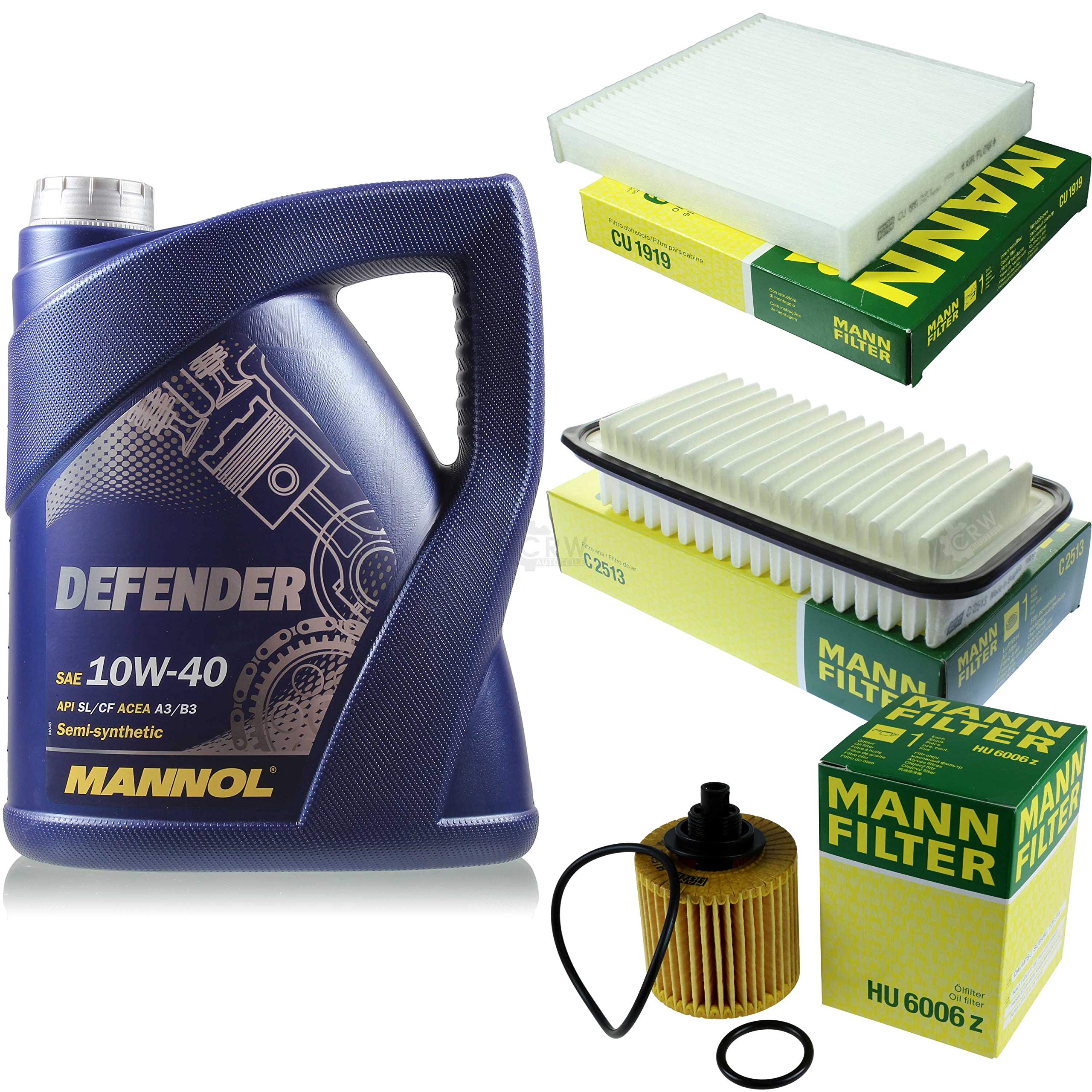 MANNOL - Set Di Filtri, 5 Litri, Olio Motore Defender 10W-40 API SL/CF