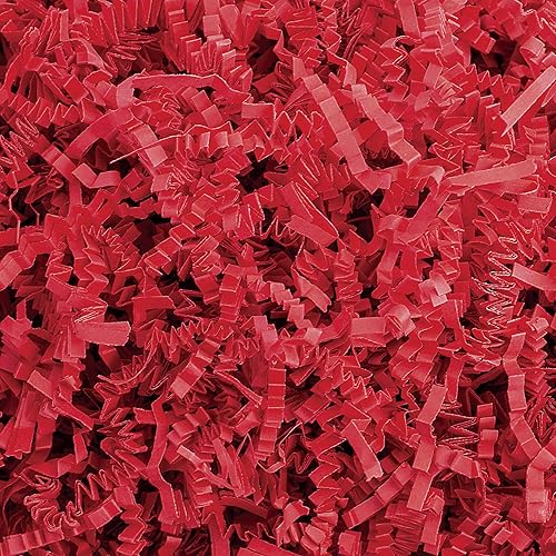 Crinkle Cut Paper Shred Filler (1/2 LB) for Gift Wrapping & Basket Filling - Red | MagicWater Supply