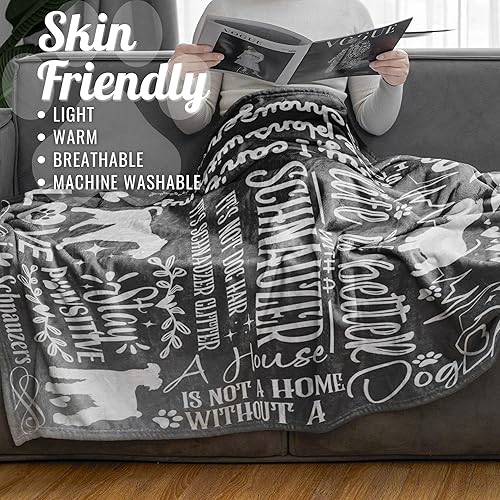 Miniatura 6 de Schnauzer Gifts - Manta de Schnauzer miniatura para mujeres y hombres, manta de franela para amantes de los perros, 65 x 50 pulgadas, color negro