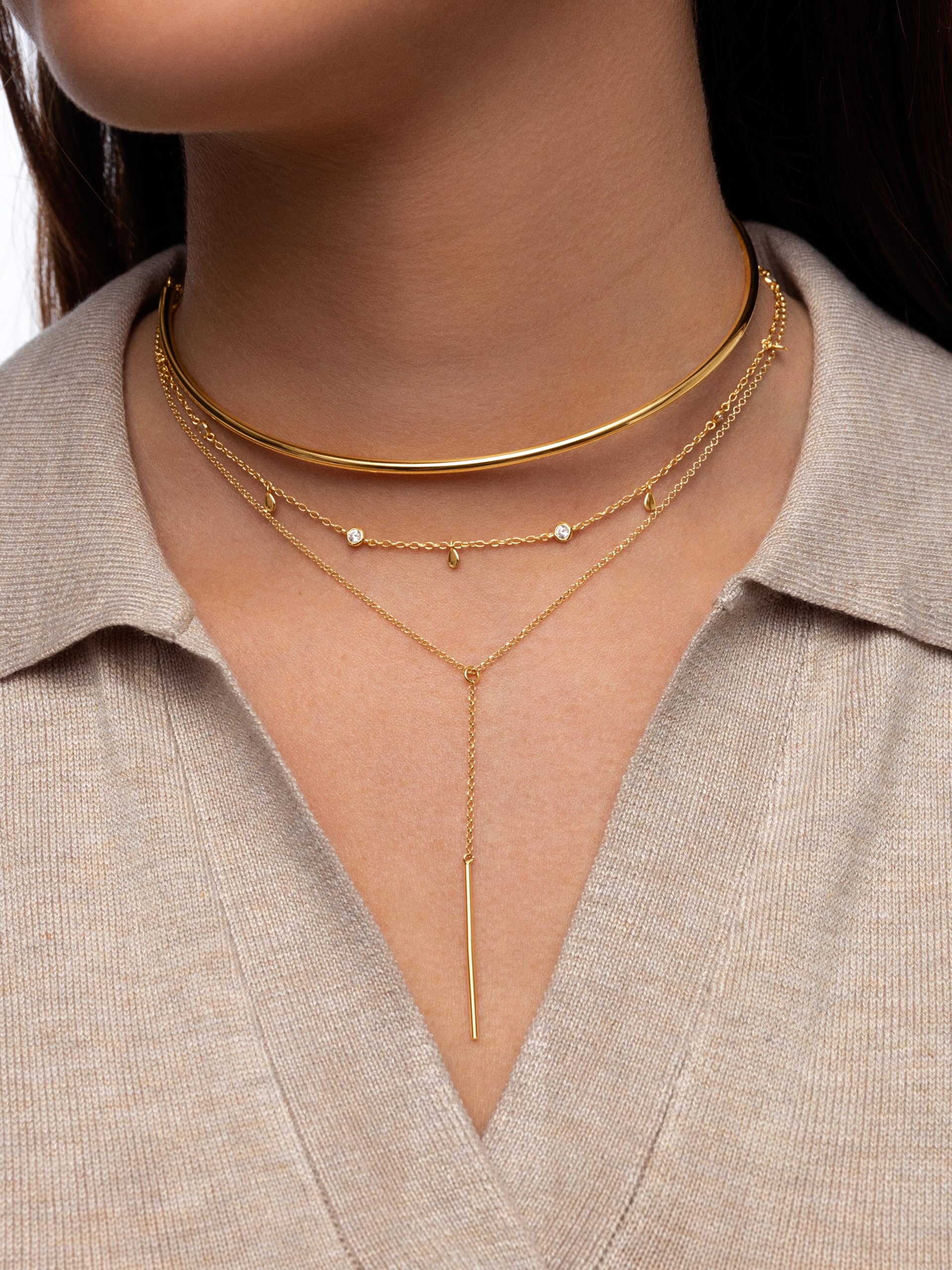 SINGULARU - Collar Mini Spark Drop. Colgante en Plata de Ley 925 con Acabado Baño de Oro de 18 Kt o en Baño de Rodio- Cadena de Talla Unica. Joyas para Mujer