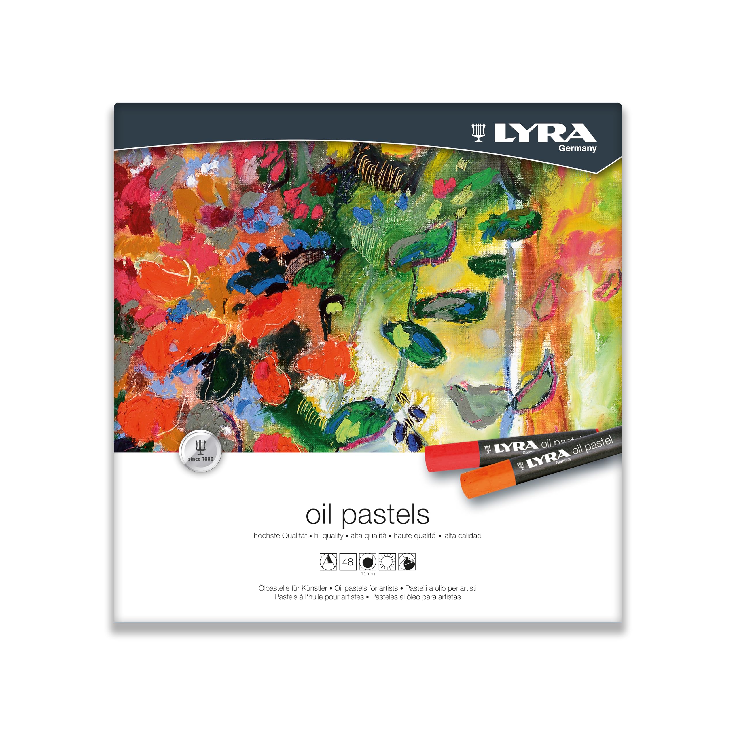 Lyra L5811480 Oil Pastels Artists Oil Pastels Round 11mm 48 Assorted Colours