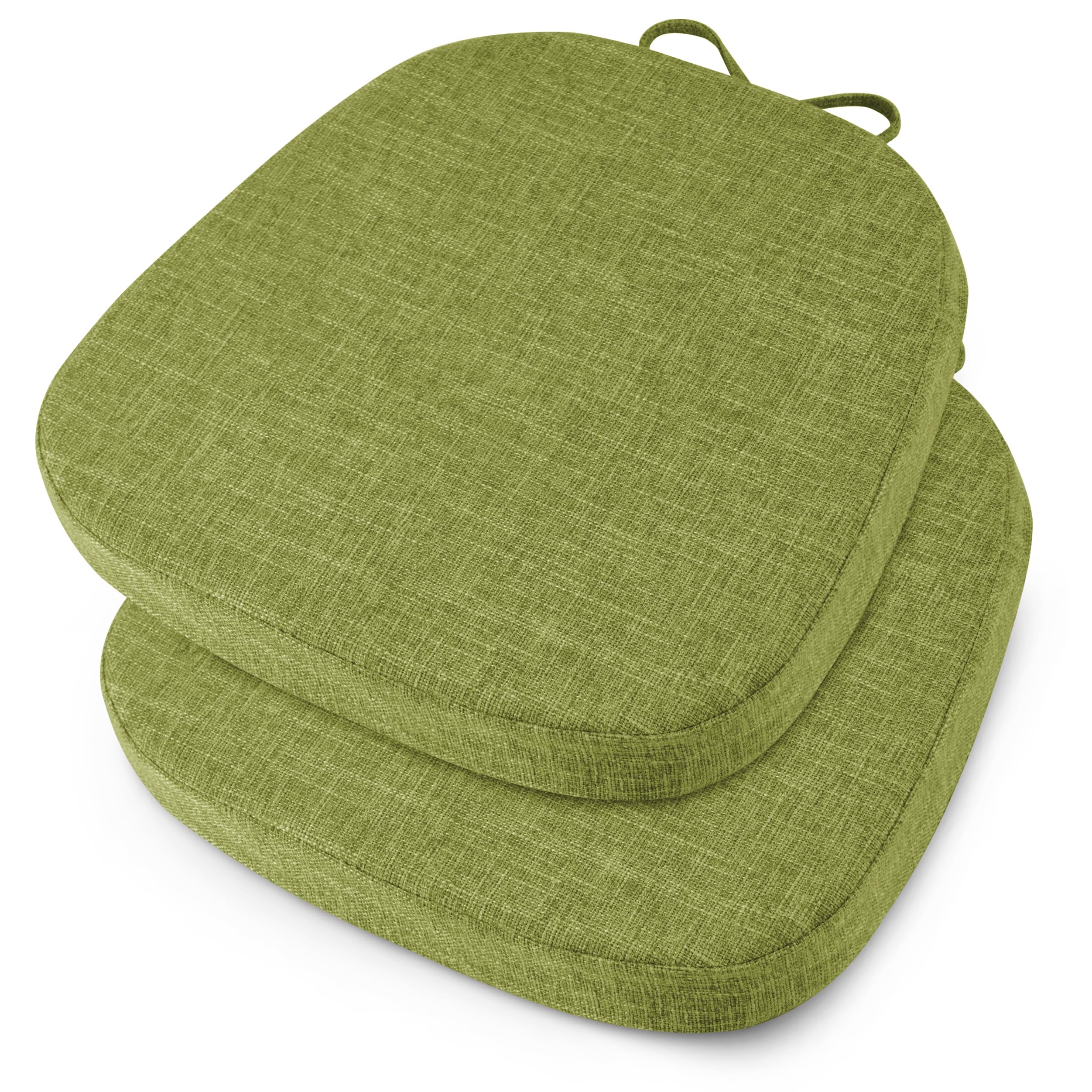 OVOV 14x14 Chair Cushions for Metal Dining Chairs Set of 2 Non Slip Thick Textured Chair Pads for Dining Chairs with Ties and Removable Cover (35.5x35.5x5cm/14x14x2inch) (2, Green)