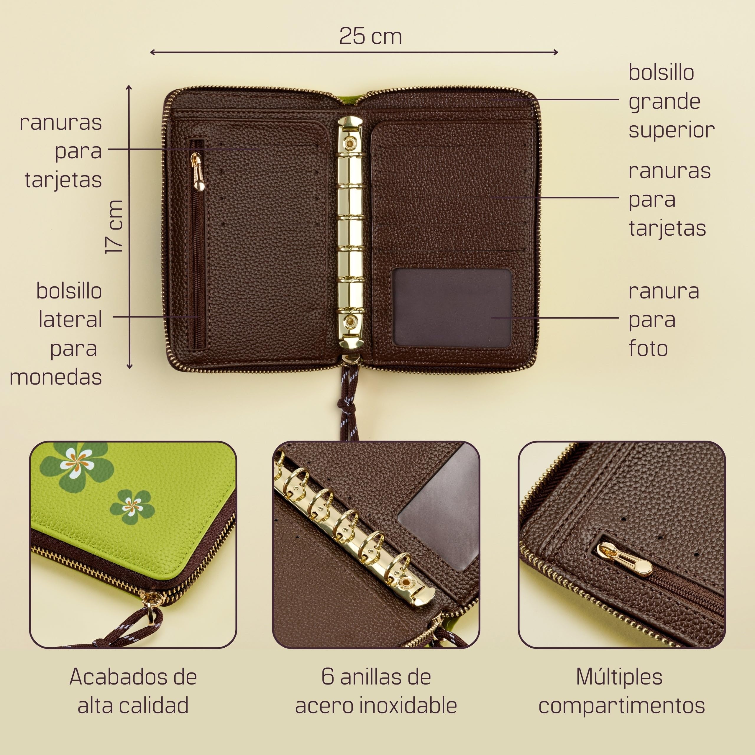 WHEN PIGS FLY - Libreta de Ahorro A7 con Cremallera Completamente en Español - Cuaderno de Ahorro - Carpeta Ahorro Dinero Español - Organizador de dinero - Carpeta de Ahorro de Dinero (Verde)